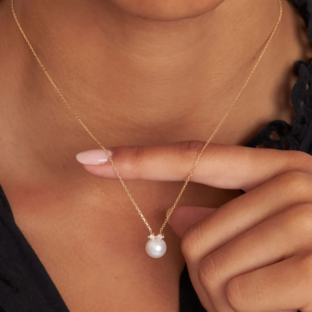 Dinny Hall Shuga 14K Pearl & Double Diamond Pendant