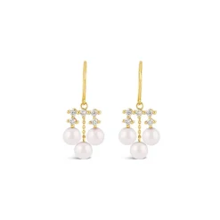 Dinny Hall Shuga 14K Pearl & Multi Diamond Chandelier Earrings