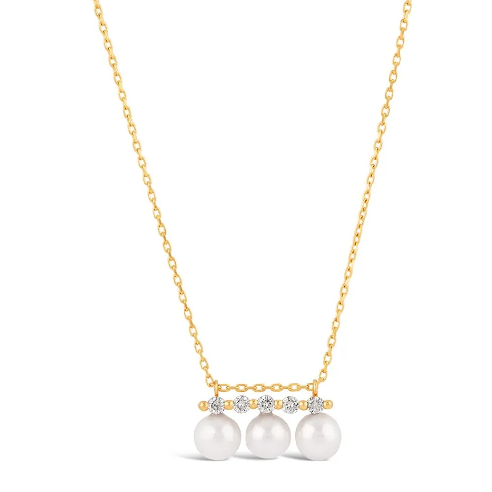 Dinny Hall Shuga 14K Triple Pearl & Five Diamond Pendant