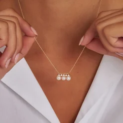 Dinny Hall Shuga 14K Triple Pearl & Five Diamond Pendant
