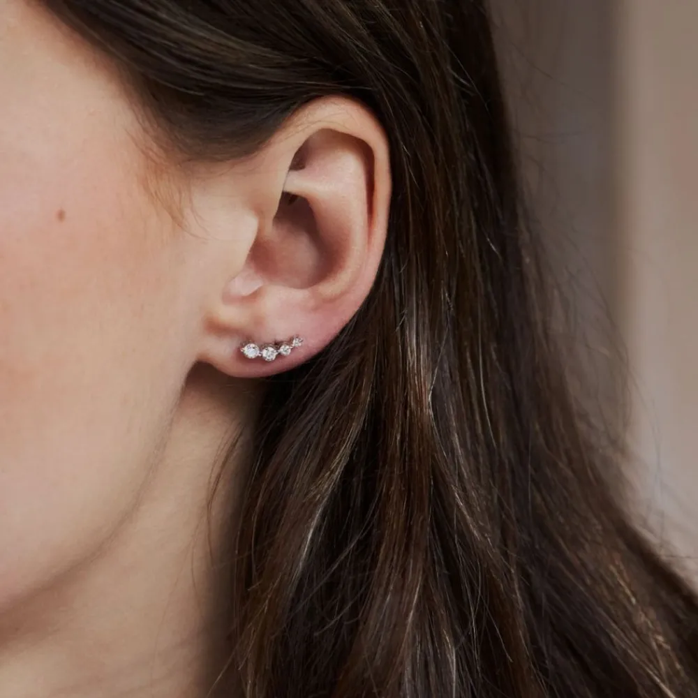 Dinny Hall Shuga Solid Gold & Created Diamond Tapering Crawler Studs