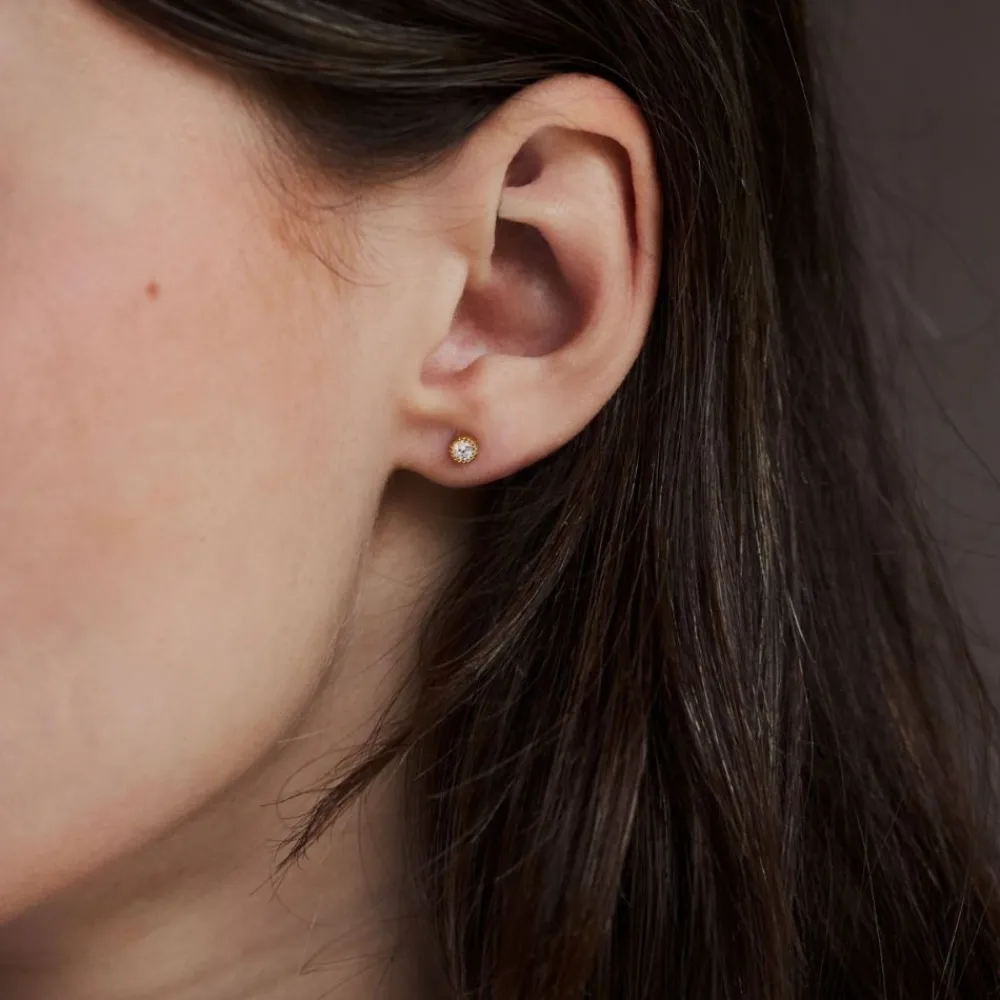 Dinny Hall Solid Gold Created Diamond Jasmine Round Studs