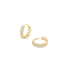 Dinny Hall Starflower 14K Gold Diamond Huggie Hoops