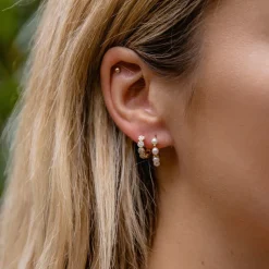 Dinny Hall Starflower 14K Gold Diamond Huggie Hoops