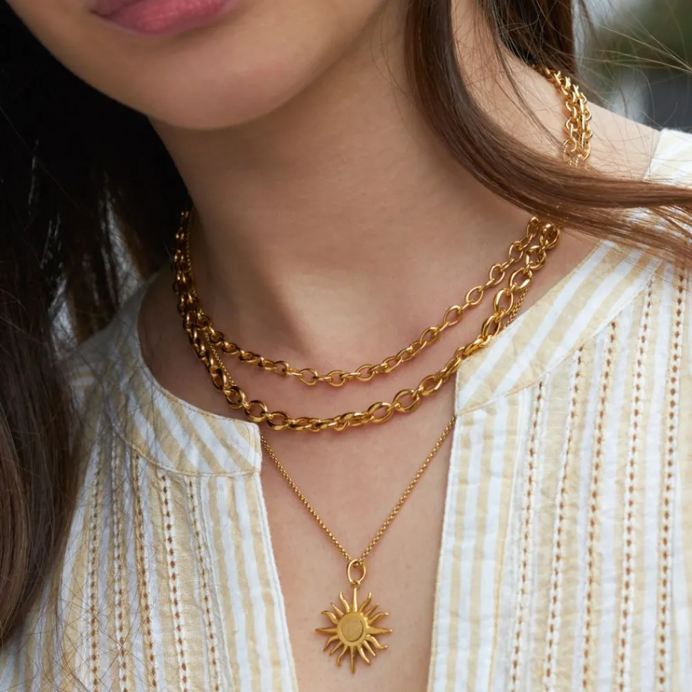 Dinny Hall Sun Charm With Brushed Centre Pendant