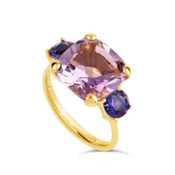 Dinny Hall Teresa 22K Yellow Gold Vermeil Pale Amethyst & Iolite Ring