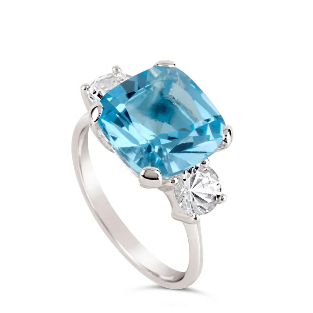 Dinny Hall Teresa Silver Blue Topaz & White Topaz Ring