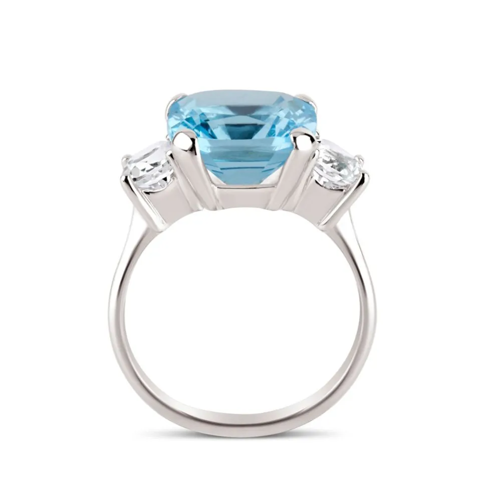 Dinny Hall Teresa Silver Blue Topaz & White Topaz Ring