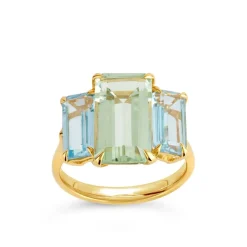 Dinny Hall Trinny Trilogy Green Amethyst & Sky Blue Topaz Ring