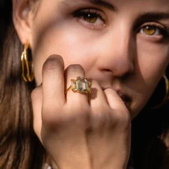 Dinny Hall Trinny Trilogy Green Amethyst & Oro Verde Ring