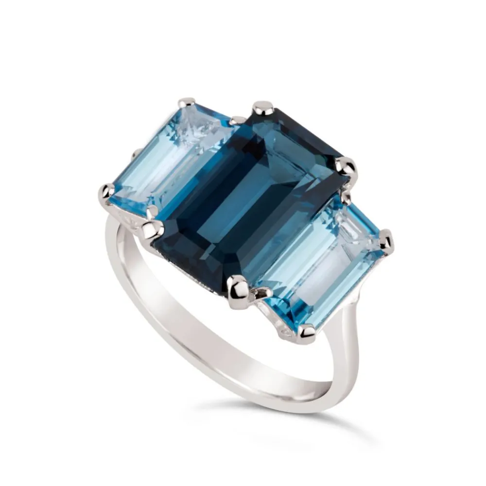 Dinny Hall Trinny Trilogy London Blue Topaz & Swiss Blue Topaz Ring