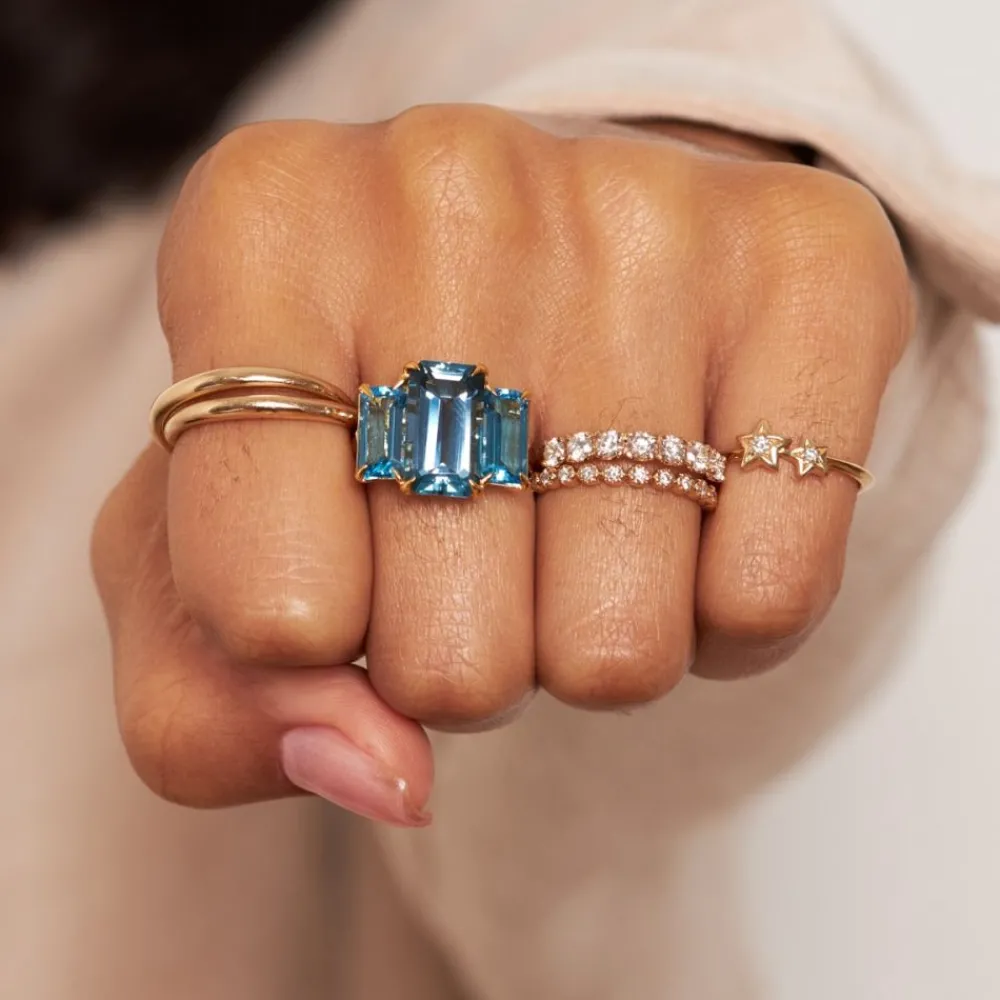 Dinny Hall Trinny Trilogy London Blue Topaz & Swiss Blue Topaz Ring