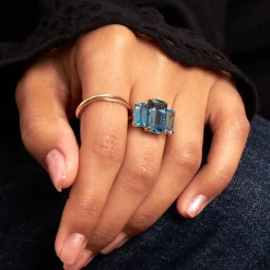Dinny Hall Trinny Trilogy London Blue Topaz & Swiss Blue Topaz Ring