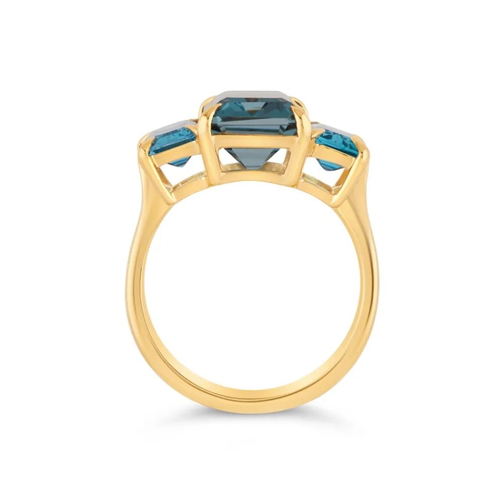 Dinny Hall Trinny Trilogy London Blue Topaz & Swiss Blue Topaz Ring